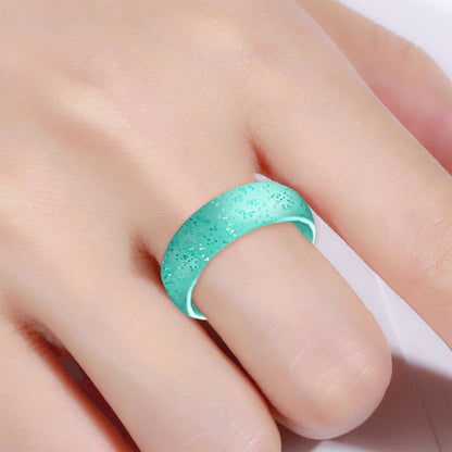 SH100 5.7mm Wide Silicone Ring Glitter Couple Ring No.9(Blue flashes) - Rings by PMC Jewellery | Online Shopping South Africa | PMC Jewellery