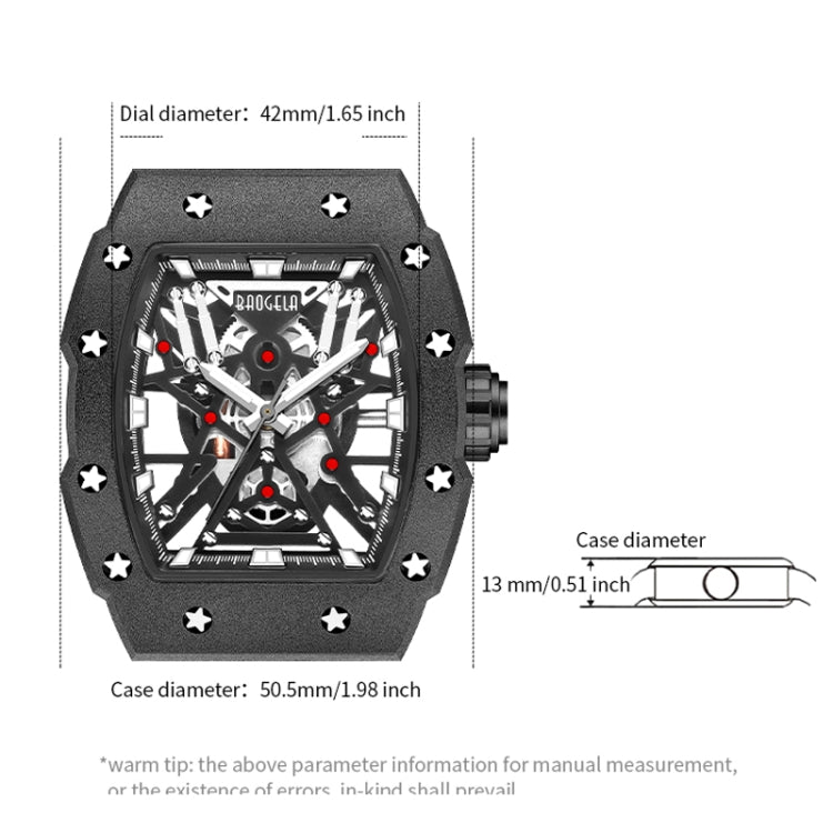 BAOGELA 224147 Wine Barrel Shaped Hollow Night Light Waterproof Sports Silicone Men Watch(Steel Shell Black Belt) - Silicone Strap Watches by BAOGELA | Online Shopping South Africa | PMC Jewellery