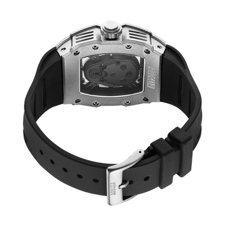 BAOGELA 224147 Wine Barrel Shaped Hollow Night Light Waterproof Sports Silicone Men Watch(Steel Shell Black Belt) - Silicone Strap Watches by BAOGELA | Online Shopping South Africa | PMC Jewellery