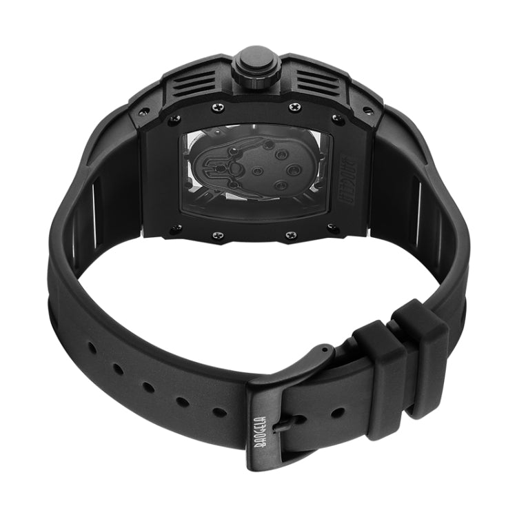 BAOGELA 224141 Hollow Skull Luminous Sports 304 Stainless Steel Silicone Men Watch(Black Shell Rose Face Black Belt) - Silicone Strap Watches by BAOGELA | Online Shopping South Africa | PMC Jewellery | Buy Now Pay Later Mobicred