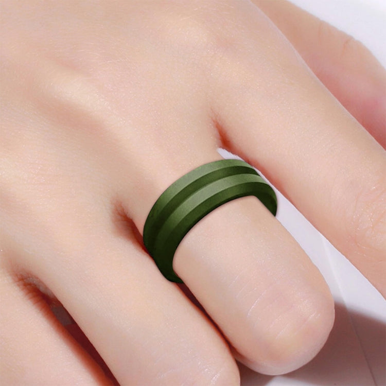 SiR053 V Shaped Grooved Edge Silicone Ring Outdoor Sports Couple Ring No.9(Army Green) - Rings by PMC Jewellery | Online Shopping South Africa | PMC Jewellery