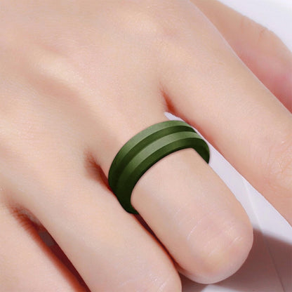 SiR053 V Shaped Grooved Edge Silicone Ring Outdoor Sports Couple Ring No.12(Army Green) - Rings by PMC Jewellery | Online Shopping South Africa | PMC Jewellery