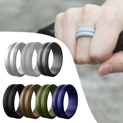 SiR053 V Shaped Grooved Edge Silicone Ring Outdoor Sports Couple Ring No.14(Silver) - Rings by PMC Jewellery | Online Shopping South Africa | PMC Jewellery