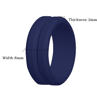 SiR053 V Shaped Grooved Edge Silicone Ring Outdoor Sports Couple Ring No.9(Dark Blue) - Rings by PMC Jewellery | Online Shopping South Africa | PMC Jewellery