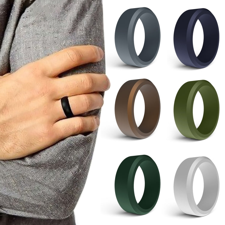 SIR062 8MM Wide Bevel Silicone Ring Sports Ring No.10(Forest Green) - Rings by PMC Jewellery | Online Shopping South Africa | PMC Jewellery