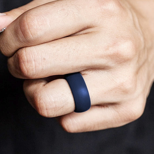 SiR013 8.7mm Curved Outdoor Sports Silicone Ring, Size: No.8(Dark Blue) - Rings by PMC Jewellery | Online Shopping South Africa | PMC Jewellery