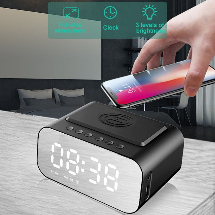 BT510 15W LED Clock Wireless Charging Bluetooth Speaker Multifunctional Smart Mirror Alarm Clock Audio(Iron Black) - Desktop Speaker by PMC Jewellery | Online Shopping South Africa | PMC Jewellery