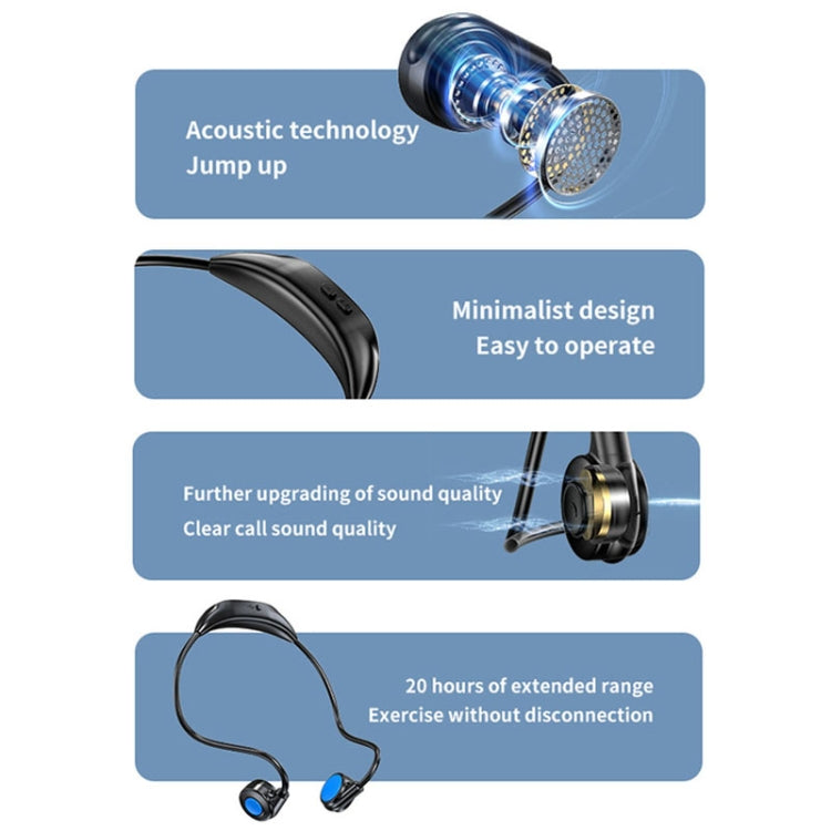 M2 Bone Conduction Earphones Running Stereo To Ear Bluetooth Earphones(Black + Blue) - Neck-mounted Earphone by PMC Jewellery | Online Shopping South Africa | PMC Jewellery