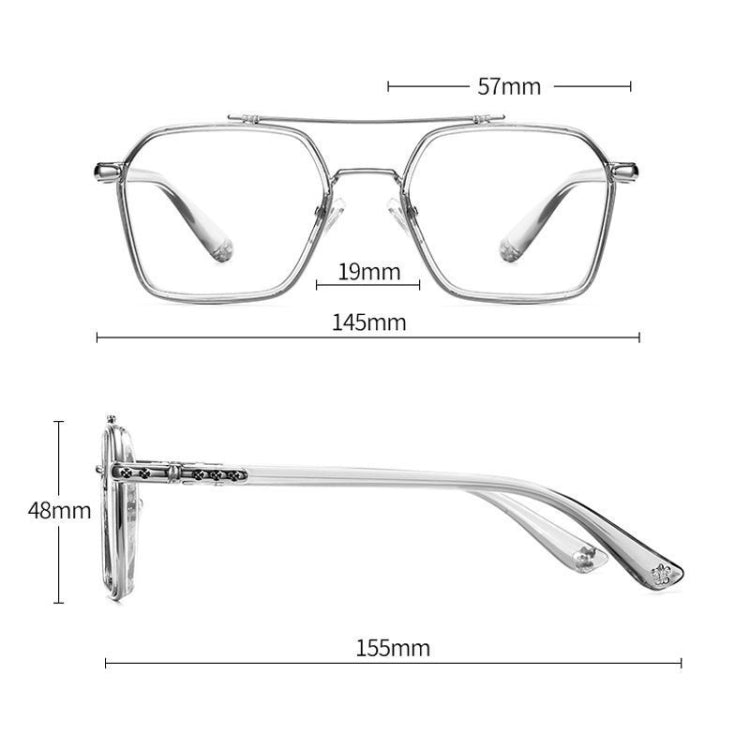 Double-beam Polarized Variable Color Eyeglasses Non-degree Flat Glasses, Lens: Change Grey(Black Silver Frame) - Plain Glass Spectacles by PMC Jewellery | Online Shopping South Africa | PMC Jewellery