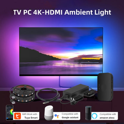 HDMI 2.0-PRO Smart Ambient TV Led Backlight Led Strip Lights Kit Work With TUYA APP Alexa Voice Google Assistant 2 x 1.5m(UK Plug) - Casing Waterproof Light by PMC Jewellery | Online Shopping South Africa | PMC Jewellery
