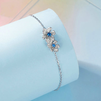 BSB138 925 Sterling Silver Zircon Blue Floret Bracelet - Bracelets by PMC Jewellery | Online Shopping South Africa | PMC Jewellery