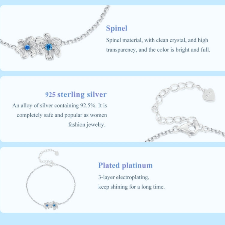 BSB138 925 Sterling Silver Zircon Blue Floret Bracelet - Bracelets by PMC Jewellery | Online Shopping South Africa | PMC Jewellery