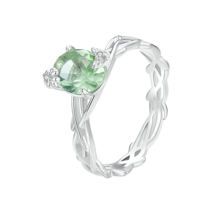 BSR466 925 Sterling Silver Plated Spinel Green Vine Ring, Size: NO.6 - Rings by PMC Jewellery | Online Shopping South Africa | PMC Jewellery