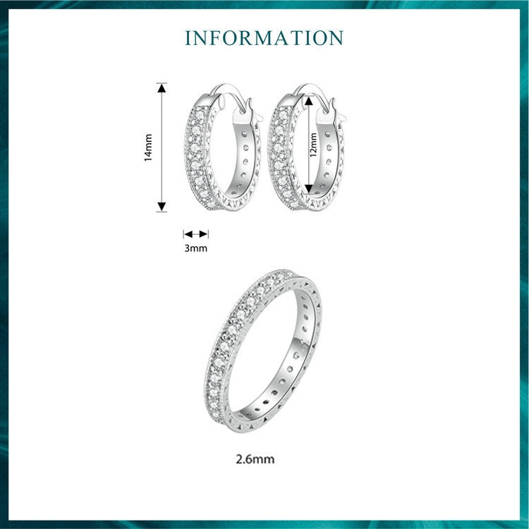 Sterling Silver Fine Sparkle Zirconia Stud Earrings Ring Set(No.7) - Jewelry Sets by PMC Jewellery | Online Shopping South Africa | PMC Jewellery