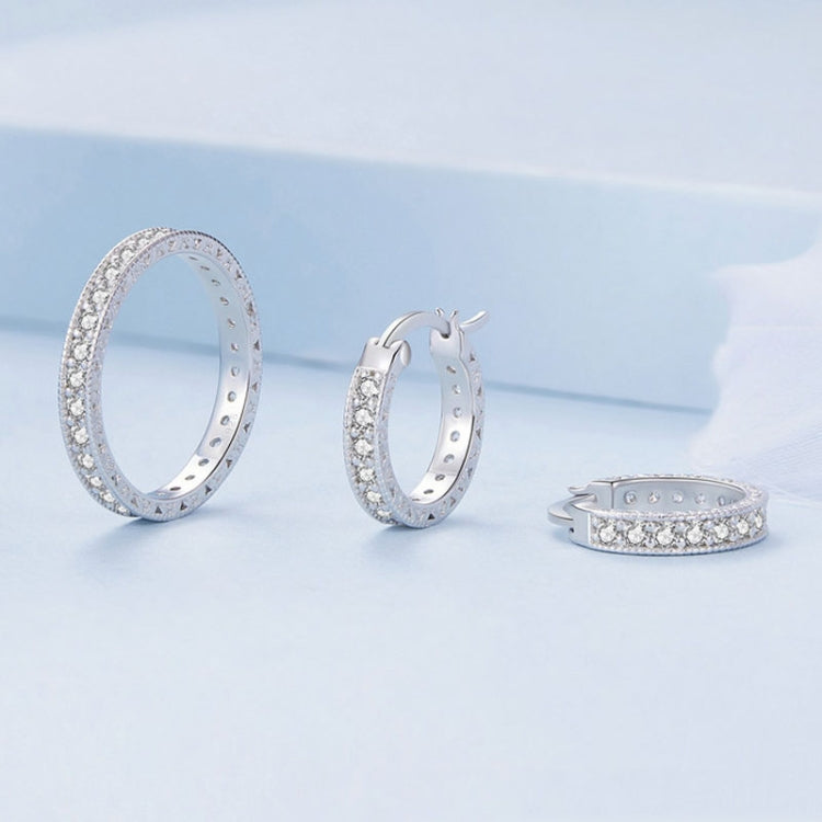 Sterling Silver Fine Sparkle Zirconia Stud Earrings Ring Set(No. 8) - Jewelry Sets by PMC Jewellery | Online Shopping South Africa | PMC Jewellery