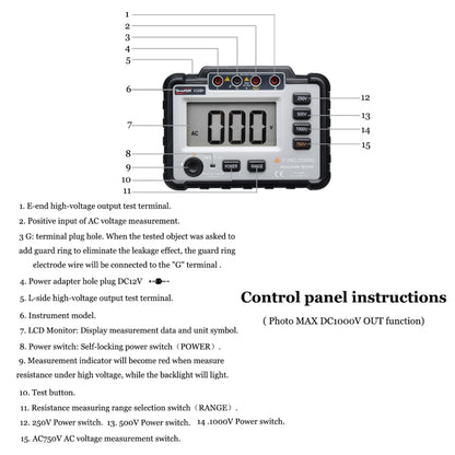 WinAPEX VC60B+ 250/500/1000V DC Digital Insulation Resistance Tester Megger MegOhm Meter - Battery & Resistance Tester by WinAPEX | Online Shopping South Africa | PMC Jewellery