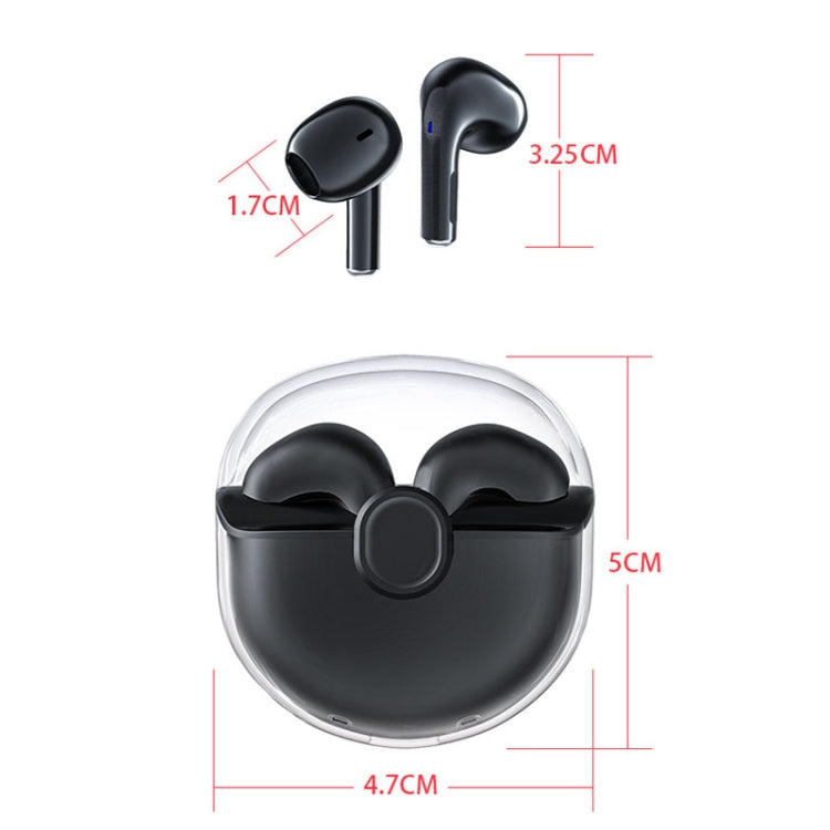 Transparent Semi-In-Ear Stereo Touch Waterproof Noise Reduction Bluetooth Earphones, Color: Black - Bluetooth Earphone by PMC Jewellery | Online Shopping South Africa | PMC Jewellery