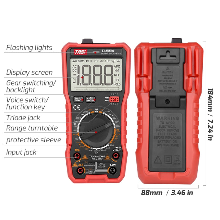 TASI TA803A Digital High Precision Multimeter Digital Display Household Multifunction Electrician Multimeter - Digital Multimeter by TASI | Online Shopping South Africa | PMC Jewellery