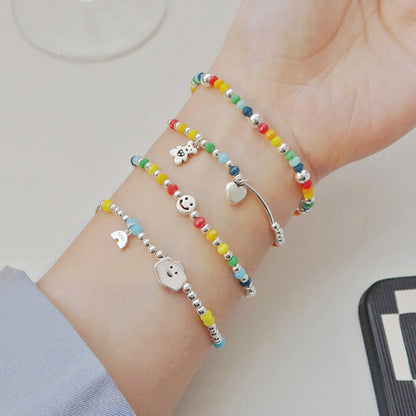 925 Silver Plated Rainbow Smile Beaded Bracelet Ladies Jewelry, Color: Bead Model - Bracelets by PMC Jewellery | Online Shopping South Africa | PMC Jewellery