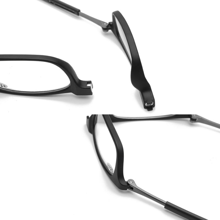 Portable Magnetic Hanging Neck Retractable Reading Glasses +125(Black Frame Gray Legs) - Presbyopic Glasses by PMC Jewellery | Online Shopping South Africa | PMC Jewellery