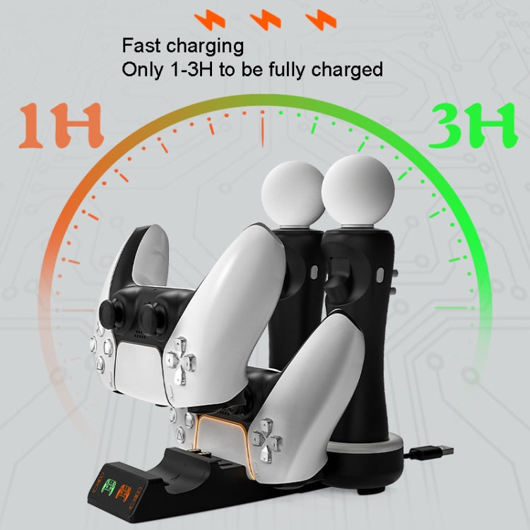 Iplay HBP-301 For PS5 / PS VR MOVE Controller Handle Dual Seat Charger 4 In 1 Charger(Black) - free shipping - PMC TechLife - Order now!