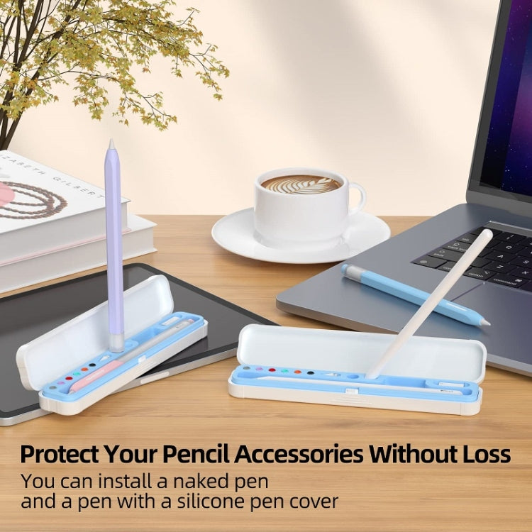 For Apple Pencil 1/2 Capacitance Pen Adapter Accessory Storage Box(Sky Blue) - Pencil Accessories by PMC TechLife | Online Shopping South Africa | PMC TechLife