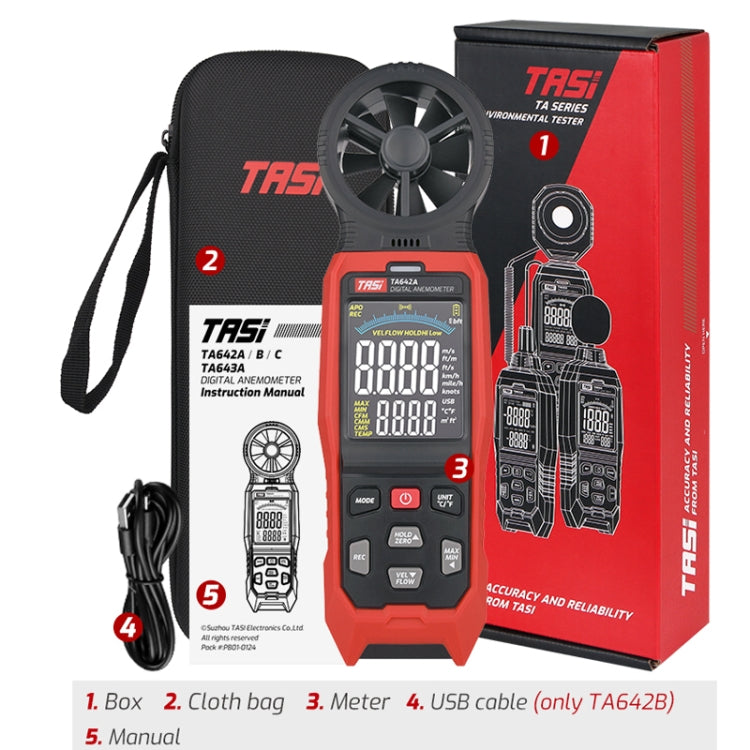 TASI TA642C Portable Digital Wind Speed Meter Air Volume Tester - Tachometers & Anemometer by TASI | Online Shopping South Africa | PMC Jewellery | Buy Now Pay Later Mobicred