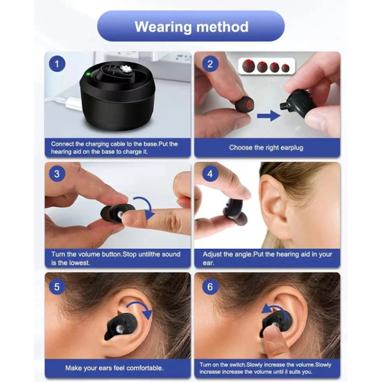 CIC Hearing Aids Rechargeable Invisible Wireless Hearing Aid Sound Amplifier(Skin Color) - Hearing Aids by PMC Jewellery | Online Shopping South Africa | PMC Jewellery