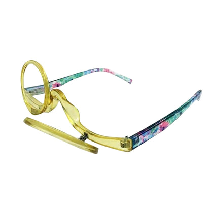 Makeup Magnifying Glass Presbyopic Glasses Flip Swivel Reading Glasses, Degree: +300(Yellow Frame) - Presbyopic Glasses by PMC Jewellery | Online Shopping South Africa | PMC Jewellery