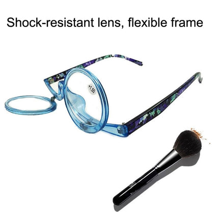 Makeup Magnifying Glass Presbyopic Glasses Flip Swivel Reading Glasses, Degree: +350(Blue Frame) - Presbyopic Glasses by PMC Jewellery | Online Shopping South Africa | PMC Jewellery