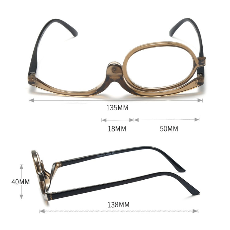 Makeup Presbyopic Glasses Monolithic Reading Glass Magnifying Glass, Degree: +300(Tea Color) - Presbyopic Glasses by PMC Jewellery | Online Shopping South Africa | PMC Jewellery