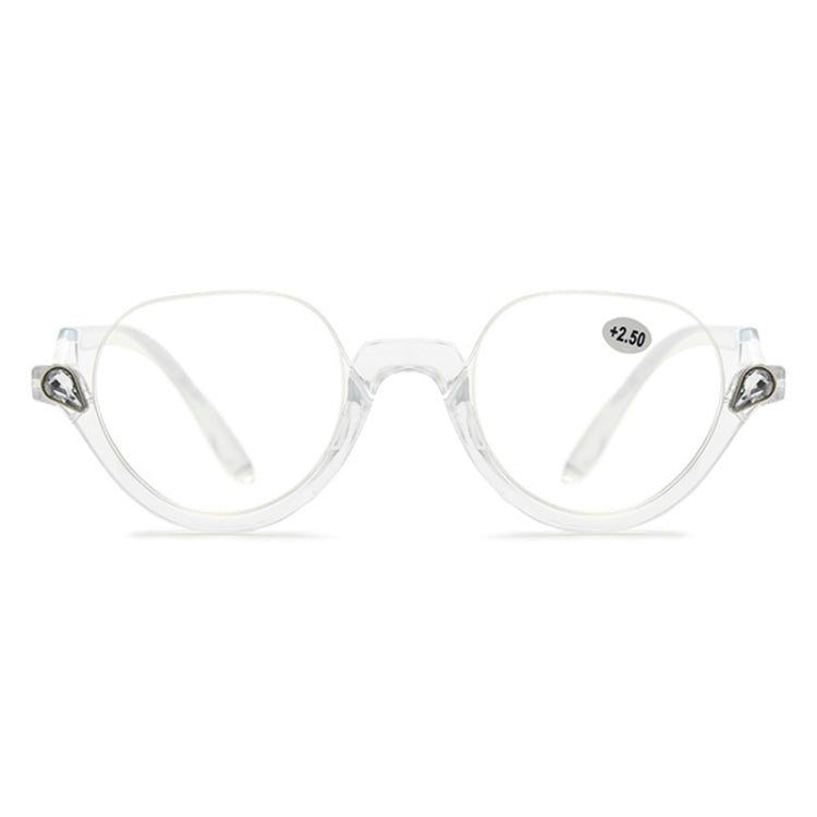 Diamond Studded Cat Eye Presbyopic Glasses Half-frame Fish-filament Glasses Unisex, Degree: +250(Transparent) - Presbyopic Glasses by PMC Jewellery | Online Shopping South Africa | PMC Jewellery