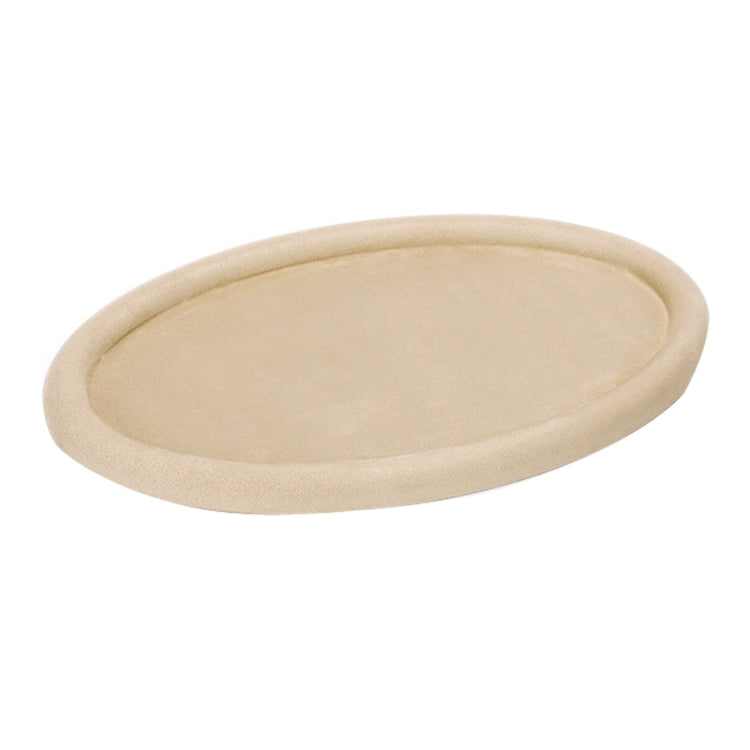 30x20x1.8cm Jewelry Tray Ring Velvet Leather Oval Empty Plate Earrings Necklace Jewelry Display Plate(Khaki) - Jewelry Storages by PMC Jewellery | Online Shopping South Africa | PMC Jewellery