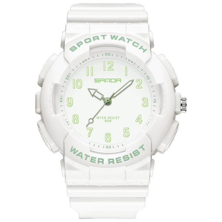 SANDA Small Fresh Digital All-match Waterproof Luminous Student Watch(White Green) - LED Digital Watches by SANDA | Online Shopping South Africa | PMC Jewellery