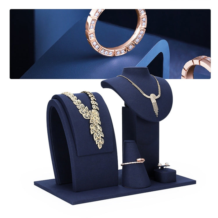 Jewelry Display Props Blue Microfiber Window Necklace Earring Ring Stand Set 2 - Jewelry Storages by PMC Jewellery | Online Shopping South Africa | PMC Jewellery