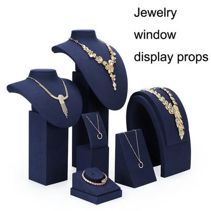 7x6x18cm Necklace Display Stand Jewelry Display Props Blue Microfiber Window Necklace Earring Ring Stand - Jewelry Storages by PMC Jewellery | Online Shopping South Africa | PMC Jewellery