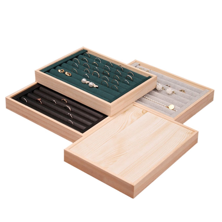 Solid Wooden Velvet Jewelry Display Tray Ring Earring Bracelet Storage And Organization Box, Specification: Small Dark Green - Jewelry Storages by PMC Jewellery | Online Shopping South Africa | PMC Jewellery