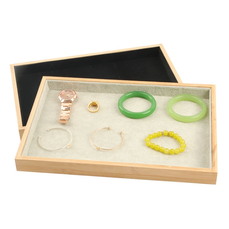 Bamboo Wood Velvet Multi-Functional Jewelry Display Tray Jewelry Storage Box Empty Tray, Style: Velvet (Beige) - Jewelry Storages by PMC Jewellery | Online Shopping South Africa | PMC Jewellery