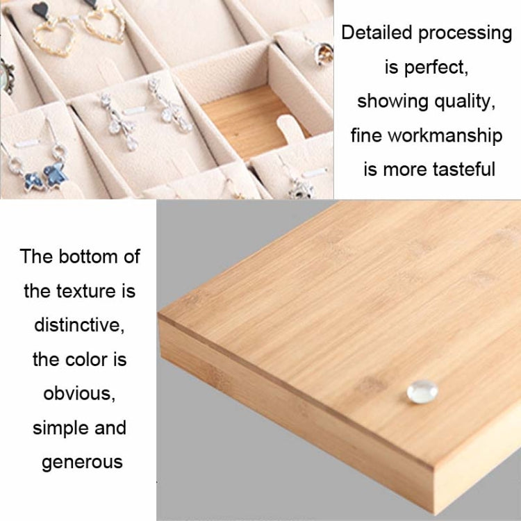 Bamboo Wooden Grid Liner Jewelry Display Tray Necklace Pendant Storage Tray Showcase, Style: 18 Grid White Leather - Jewelry Storages by PMC Jewellery | Online Shopping South Africa | PMC Jewellery