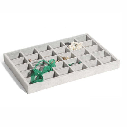 Suede Jewelry Storage Tray Necklace Pendant Bracelet Bangle Display Case, Size: 30 Grid(Grey) - Jewelry Storages by PMC Jewellery | Online Shopping South Africa | PMC Jewellery