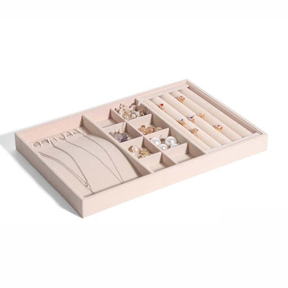 Suede Jewelry Storage Tray Necklace Pendant Bracelet Bangle Display Case, Size: Three-use Tray(Beige) - Jewelry Storages by PMC Jewellery | Online Shopping South Africa | PMC Jewellery