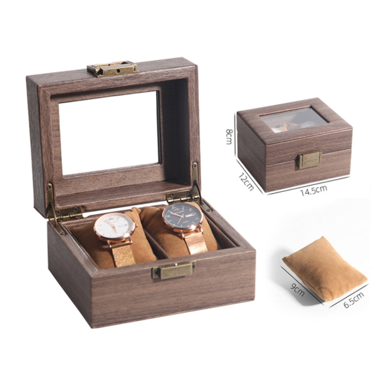 Wood Grain Leather Watch Display Box Watch Storage Case Jewelry Box, Style: 2 Digit Long - Watch Storages by PMC Jewellery | Online Shopping South Africa | PMC Jewellery