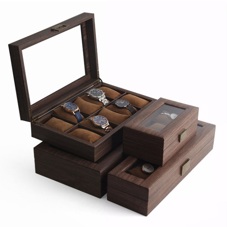 Wood Grain Leather Watch Display Box Watch Storage Case Jewelry Box, Style: 6 Digit Long - Watch Storages by PMC Jewellery | Online Shopping South Africa | PMC Jewellery