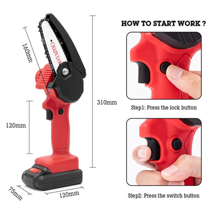 HILDA Rechargeable Cordless Mini Electrical Chain Saw Logging Tools Plastic Package, Model: EU Plug With 1 Battery Black - Electric Saws & Accessories by HILDA | Online Shopping South Africa | PMC Jewellery | Buy Now Pay Later Mobicred