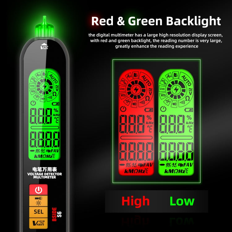 BSIDE S6 Smart Digital Multimeter Current Test Pen Capacitance Temperature Voltage Detector(Charging Model) - free shipping - PMC TechLife - Order now!