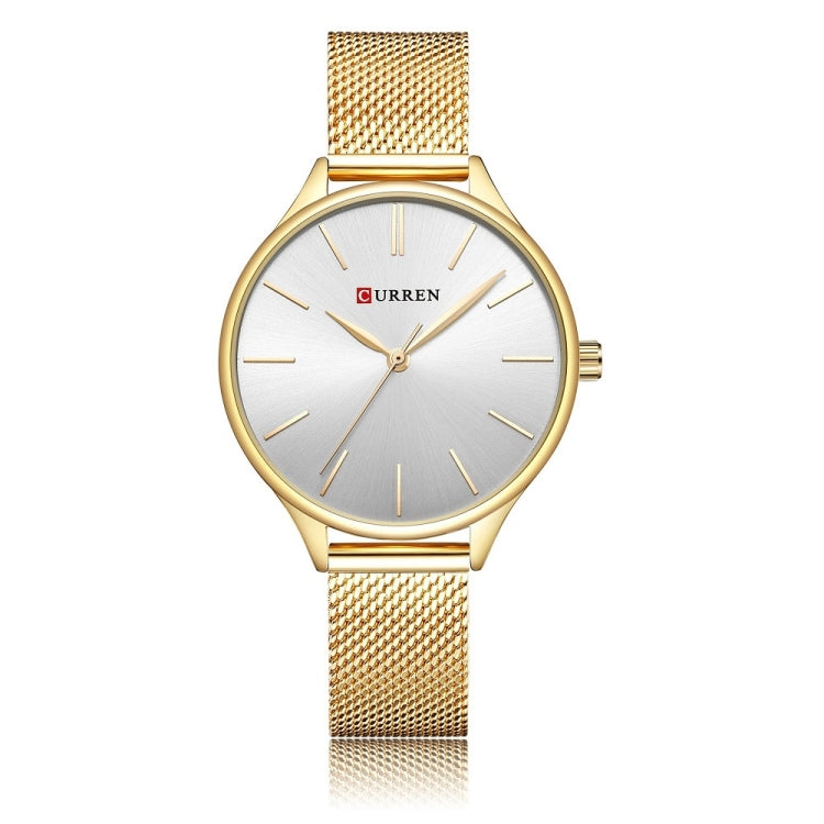 Curren 9024 Casual Steel Strap Waterproof Women Quartz Watch, Color: Gold Shell White Surface - Alloy Watches by Curren | Online Shopping South Africa | PMC Jewellery | Buy Now Pay Later Mobicred