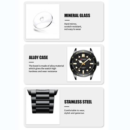 Curren 8450 Business Sports Steel Strap Men Quartz Watch, Color: White Shell Black - Alloy Watches by Curren | Online Shopping South Africa | PMC Jewellery | Buy Now Pay Later Mobicred