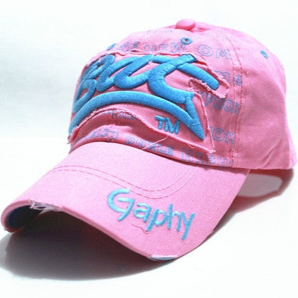 Embroidery Letter Pattern Adjustable Curved Eaves Baseball Cap, Head Circumference: 54-62cm(pink blue) - Peaked Cap by PMC Jewellery | Online Shopping South Africa | PMC Jewellery