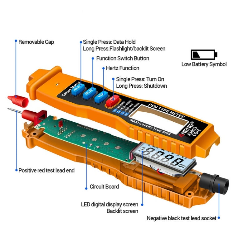 ANENG A3003 Multi-Function Pen-Type High-Precision Smart Multimeter(Black) - Digital Multimeter by ANENG | Online Shopping South Africa | PMC Jewellery