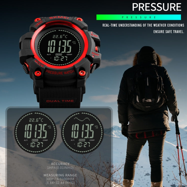 SKMEI 1358 Multifunctional Men Outdoor Sports 30m Waterproof Digital Watch with Compass / Barometer / Altimeter/ Pedometer Function(Army Green) - Sport Watches by SKMEI | Online Shopping South Africa | PMC Jewellery | Buy Now Pay Later Mobicred